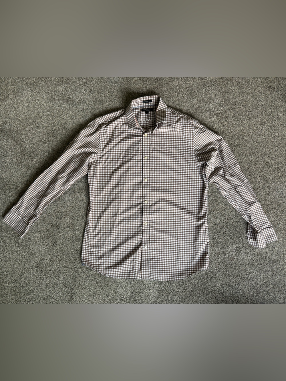 Banana Republic Men’s Collared Dress Shirt Camden Fit Large Brown/White
